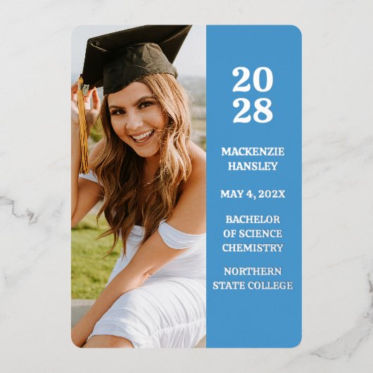 Aankondiging modern blauw Afstuderen (Voorkant)
