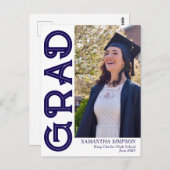 Aankondiging modern blauw Afstuderen Briefkaart (Voorkant / Achterkant)
