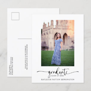 Aankondiging modern Elegant Script Afstuderen Briefkaart