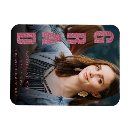 Aankondiging modern Faux Roos Gold Afstuderen Magneet (Horizontaal)