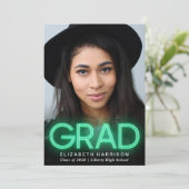 Aankondiging modern groen Afstuderen Neon (Staand voorkant)