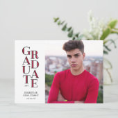 Aankondiging modern rood Afstuderen (Staand voorkant)