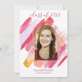 Aankondiging modern roze en gouden Afstuderen (Voorkant)