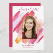 Aankondiging modern roze en gouden Afstuderen (Voorkant / Achterkant)