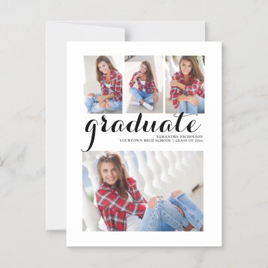 Aankondiging modern Script Afstuderen 4 Foto (Voorkant)