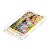 Aankondiging modern script Afstuderen Foto Gold W Magneet (Linkerzijde)