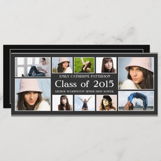 Aankondiging Modern Ten Photo Collage Afstuderen (Voorkant / Achterkant)