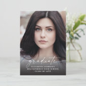 Aankondiging modern witscript Afstuderen foto's (Staand voorkant)