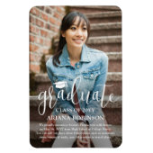 Aankondiging modern witscript Afstuderen foto's Magneet (Verticaal)