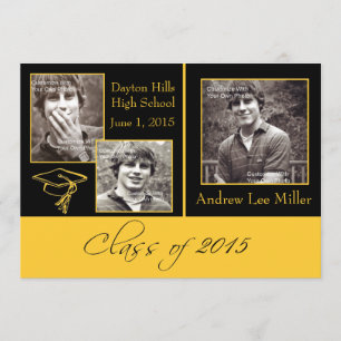 Aankondiging modern zwart-goudAfstuderen