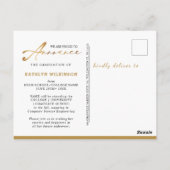 Aankondiging modern zwart-Script Floral Afstuderen Briefkaart (Achterkant)