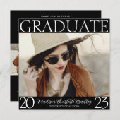 Aankondiging modern zwart-wit Afstuderen (Voorkant / Achterkant)