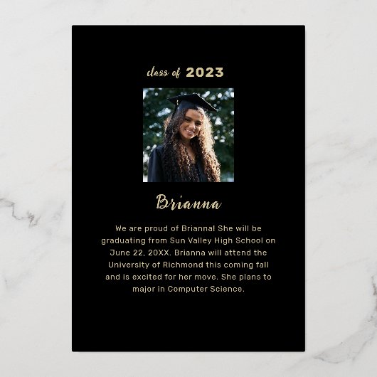 Aankondiging moderne Afstuderen Gold Foil (Achterkant)