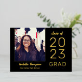 Aankondiging moderne Afstuderen Gold Foil (Staand Voorkant)