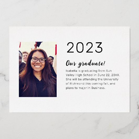 Aankondiging moderne Afstuderen Gold Foil (Achterkant)