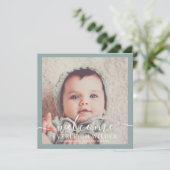 Aankondiging moderne Baby Foto Blue Green Birth (Staand voorkant)