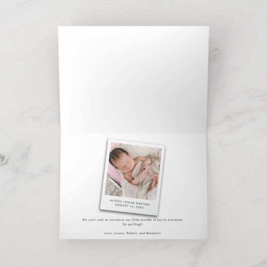 Aankondiging moderne Baby foto geboorte (Binnenlaag)