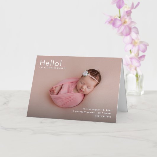 Aankondiging moderne Baby foto geboorte (Orchidee)