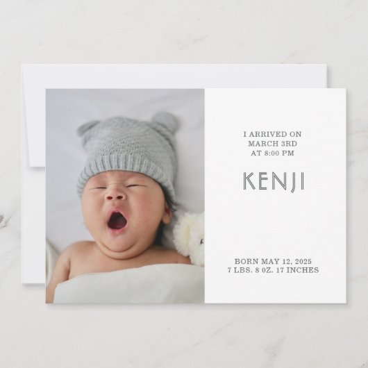 Aankondiging moderne Baby foto geboorte (Voorkant)