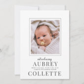 Aankondiging moderne Baby foto geboorte (Voorkant)