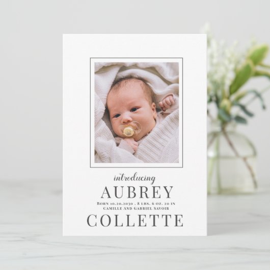 Aankondiging moderne Baby foto geboorte (Staand voorkant)