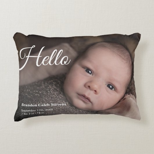 Aankondiging moderne Baby foto geboorte Accent Kussen (Voorkant)