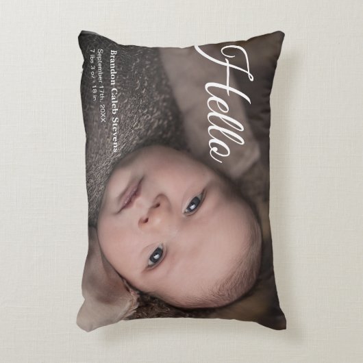 Aankondiging moderne Baby foto geboorte Accent Kussen (Voorkant(Verticaal))