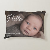 Aankondiging moderne Baby foto geboorte Accent Kussen (Achterkant)