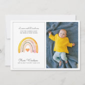 Aankondiging moderne Baby foto regenbooggeboorte (Voorkant)