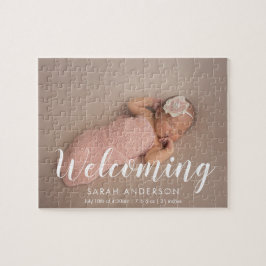 Aankondiging moderne Baby geboortefoto Legpuzzel