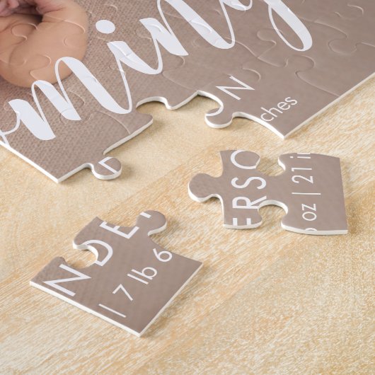 Aankondiging moderne Baby geboortefoto Legpuzzel (Zijkant)