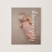 Aankondiging moderne Baby geboortefoto Legpuzzel (Verticaal)