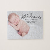 Aankondiging moderne Baby geboortefoto Legpuzzel (Horizontaal)