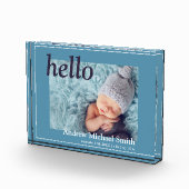 Aankondiging moderne blauwe foto geboortedatum (Rechts)