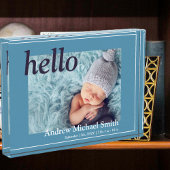 Aankondiging moderne blauwe foto geboortedatum