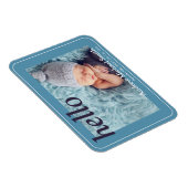 Aankondiging moderne blauwe foto geboortedatum magneet (Rechterzijde)