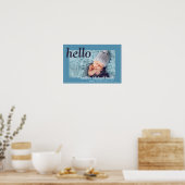 Aankondiging moderne blauwe foto geboortedatum poster (Keuken)