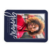Aankondiging moderne foto-Afstudeerder Navy Blue 2 Magneet (Horizontaal)
