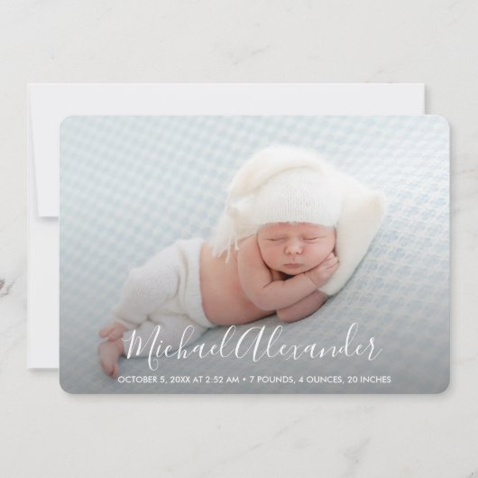 Aankondiging moderne foto-Baby geboortedatum (Voorkant)
