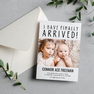 Aankondiging moderne foto-Baby geboortedatum