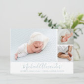 Aankondiging moderne foto-collage Baby geboorte (Staand voorkant)