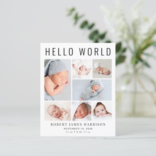 Aankondiging moderne foto-collage geboorte (Staand voorkant)
