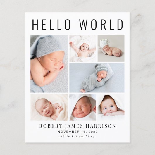 Aankondiging moderne foto-collage geboorte (Voorkant)