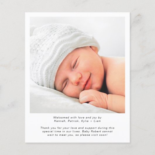 Aankondiging moderne foto-collage geboorte (Achterkant)
