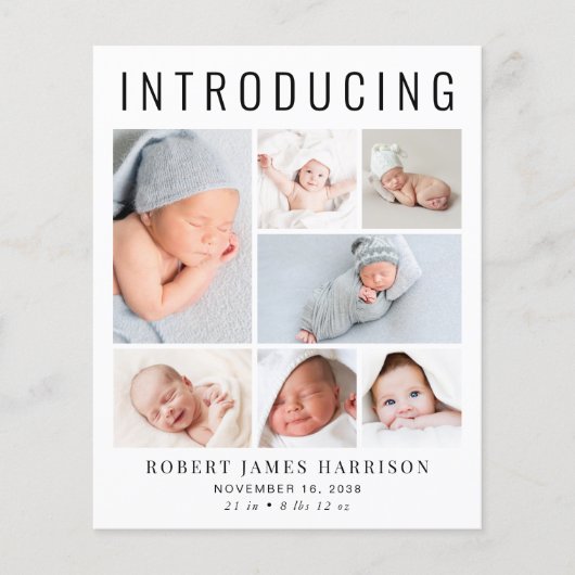 Aankondiging moderne foto-collage geboorte (Voorkant)