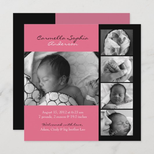 Aankondiging moderne foto geboorte (Voorkant / Achterkant)