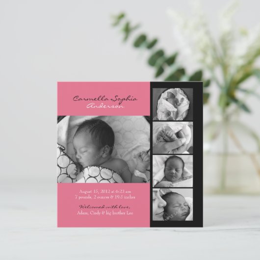 Aankondiging moderne foto geboorte (Staand voorkant)