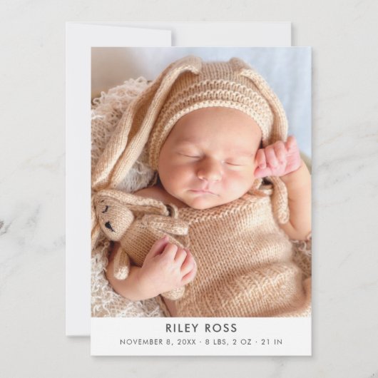 Aankondiging moderne foto geboorte (Voorkant)