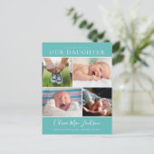 Aankondiging moderne fotocollage Baby Briefkaart (Staand voorkant)