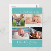 Aankondiging moderne fotocollage Baby Briefkaart (Voorkant / Achterkant)